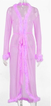 pink fur night robe