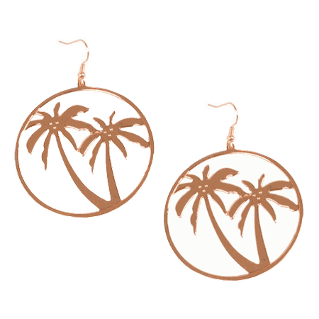 itGirl Shop | GOLDEN ROUND METALLIC CHILL PALM TREES EARRING