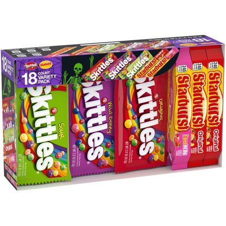 Skittles & Starburst Chewy Variety Pack Halloween Candy, 18 Count Box - Walmart.com
