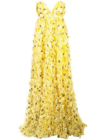 Carolina Herrera, Floral Embroidered Strapless Gown Dress