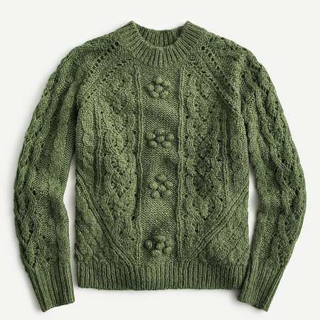 J.Crew: Cable-knit Pointelle Sweater With Popcorn Flowers For Women