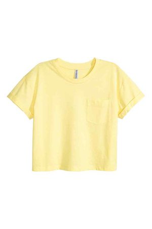 Cropped T-shirt (With images) | Yellow shirt outfit, Yellow tee shirts, Yellow t shirt