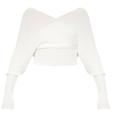 pretty little thing white offshoulder sweater