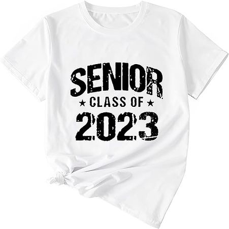 Amazon.com: Senior Class of 2023 T-Shirts for Women Funny Letter Printed Tee Tops 2023 Graduate Tshirt Short Sleeve Crewneck : Clothing, Shoes & Jewelry