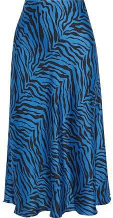 Davis Zebra-print Satin-twill Midi Skirt
