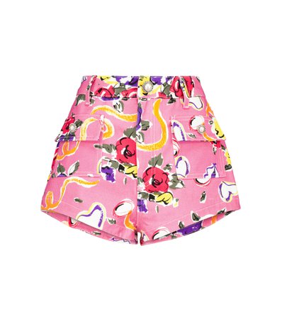 Alessandra Rich Floral high-rise cotton shorts