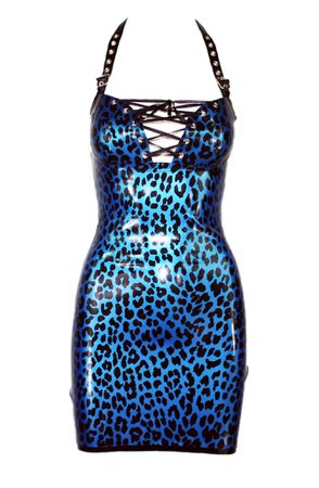 *clipped by @luci-her* Metallic Leopard Print Latex Mini Halter Dress – Venus Prototype Latex