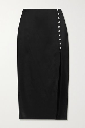 Black The Kalanni embellished silk-charmeuse midi skirt | Cami NYC | NET-A-PORTER