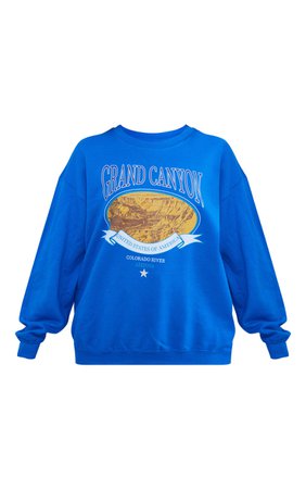 Bright Blue Grand Canyon Print Sweatshirt | PrettyLittleThing USA