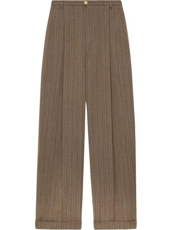 Gucci Herringbone Cropped Trousers 591056ZACZE Brown | Farfetch