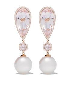 Yoko London 18kt Rose Gold Belgravia Freshwater pearl, morganite, Pink Sapphire And Diamond Earrings - Farfetch