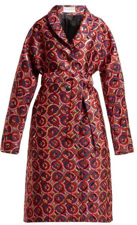 Margeaux Single Breasted Geometric Jacquard Coat - Womens - Pink Multi