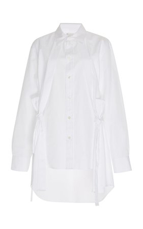 Tie Detail Cotton Button Down Shirt by Maison Margiela | Moda Operandi