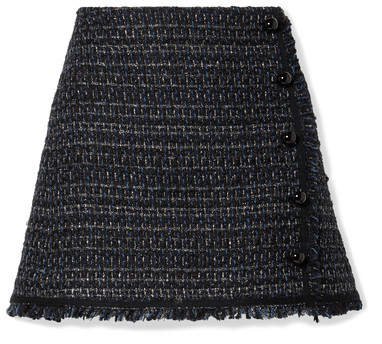 Mirabella Button-embellished Metallic Tweed Mini Skirt - Black