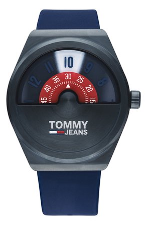 TOMMY JEANS Monogram Pop Silicone Strap Watch, 42mm | Nordstrom