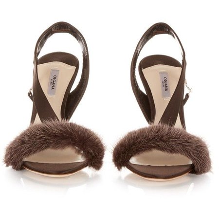 Olgana Paris L’Amazone Mink-Trimmed Satin Sandals ($545)