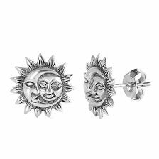 sun and moon stud earrings - Google Search