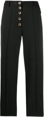 buttoned straight-leg trousers