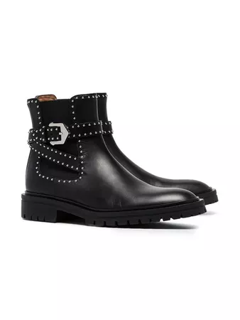 Givenchy Black Elegant Studded Leather Ankle Boots - Farfetch