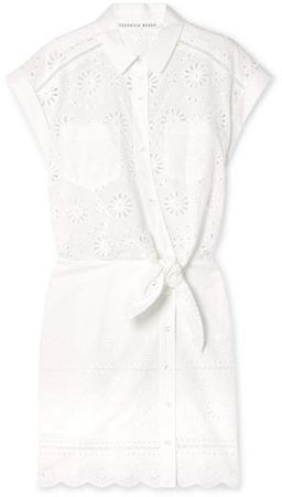 Bettina Tie-front Broderie Anglaise Cotton Mini Dress - White
