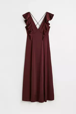 Flounced Maxi Dress - Burgundy - Ladies | H&M CA