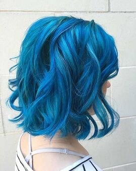 Short Blue Hair Curled