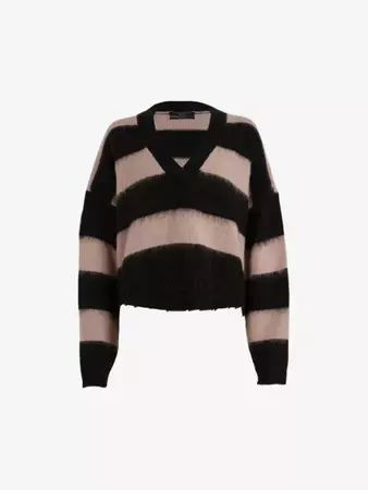 ALLSAINTS - Lou striped cropped knitted jumper | Selfridges.com