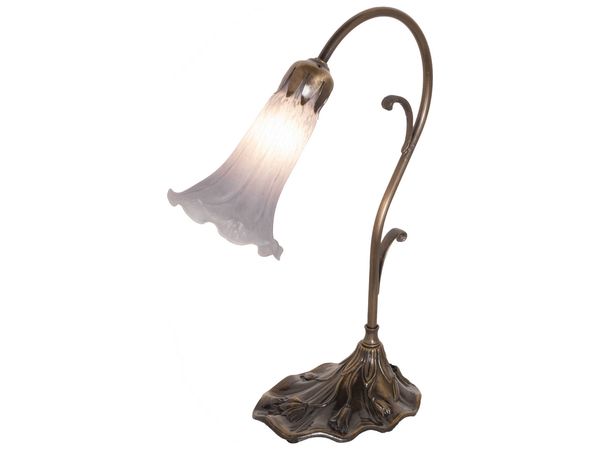 Meyda Pond Lily Antique Brass Table Lamp with Grey Shade | MY251846