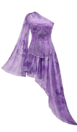asymmetrical purple rose silk dress