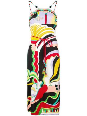 Emilio Pucci La Villa Print Embellished Belted Midi Dress $1,950 - Shop SS19 Online - Fast Delivery, Price