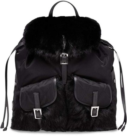 Saffiano and fur trimmed backpack