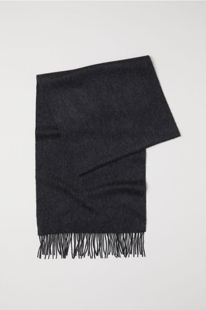 Cashmere-blend scarf - Dark grey - Ladies | H&M GB