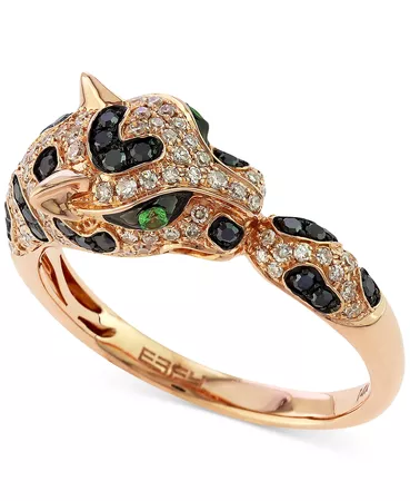 EFFY Collection EFFY® Diamond (1/2 ct. t.w.) and Emerald Accent Panther Ring in 14k Rose Gold