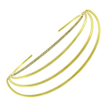 Cartier 1980s Ruby Pave Diamond 18 Karat Yellow Gold Bangle Bracelet For Sale at 1stDibs