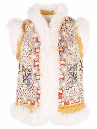 ETRO Embroidered fur-lined Gilet - Farfetch
