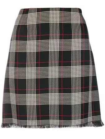 Pinko Frayed Plaid Skirt