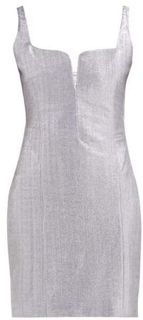 Galvan - Corset Knitted Lame Mini Dress - Womens - Silver