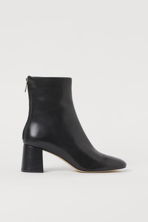 Leather Ankle Boots - Black - Ladies | H&M US