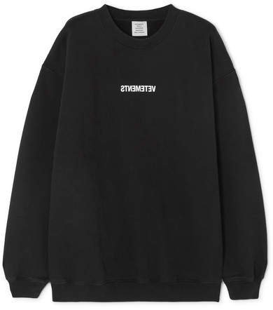 Printed Cotton-jersey Sweatshirt - Black