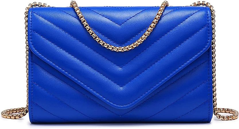 Dasein Women Small Quilted Crossbody Bags Stylish Designer Evening Bag Clutch Purses and Handbags with Chain Shoulder Strap (Royal Blue): Handbags: Amazon.com