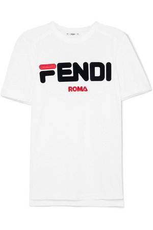 Fendi | Embroidered stretch-cotton jersey T-shirt | NET-A-PORTER.COM
