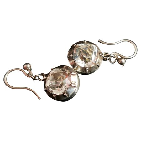 Antique Georgian Paste Drop Earrings, Sterling Silver For Sale at 1stDibs