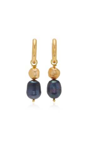 Bonito Gold-Plated Pearl Hoop Earrings by sandralexandra | Moda Operandi