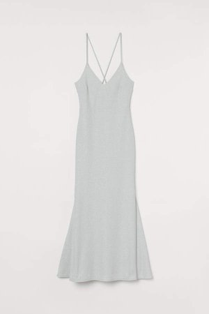 Long Glittery Dress - Silver