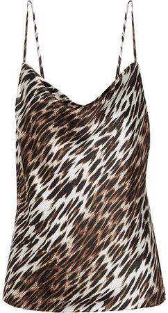 Kay Draped Leopard-print Silk-georgette Camisole - Brown