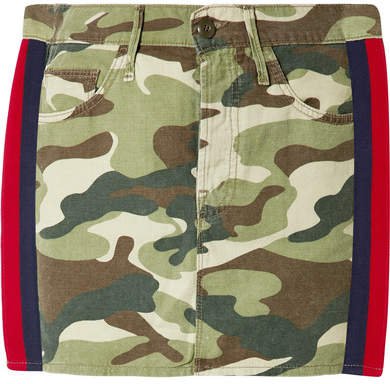 The Vagabond Striped Camouflage-print Denim Mini Skirt - Green