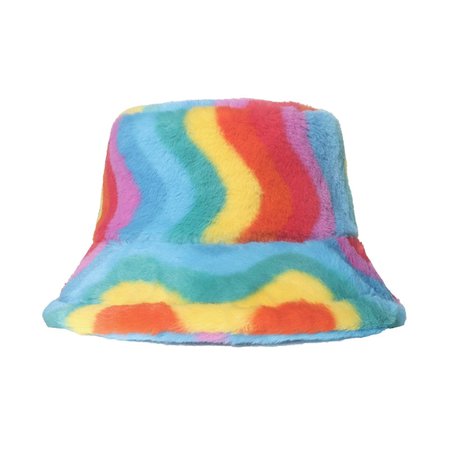Rainbow Swirl Faux Fur Bucket Hat | Own Saviour