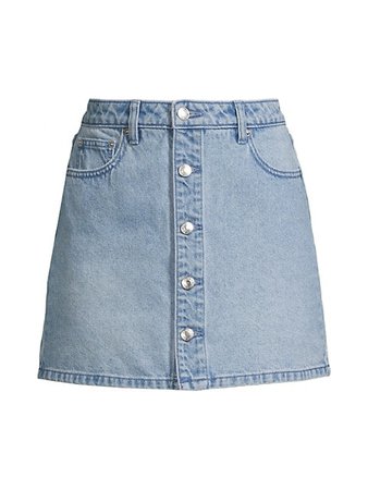Shop MICHAEL Michael Kors Button-Front A-Line Denim Mini Skirt | Saks Fifth Avenue