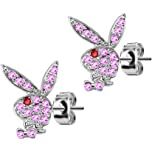 Amazon.com: Forbidden Body Jewelry Surgical Steel Playboy Bunny Stud Earrings (Gold Tone): Clothing, Shoes & Jewelry
