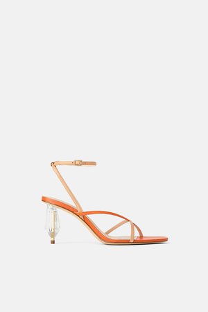 LEATHER SANDALS WITH GEOMETRIC METHACRYLATE HEELS - View all-SHOES-WOMAN-SALE | ZARA United States